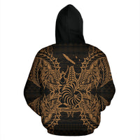 New Caledonia Polynesian All Over Zip up Hoodie Map Gold - Polynesian Pride