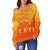 Sun In Leo Zodiac Women Off Shoulder Sweater Polynesian Tattoo Simple - Orange - Polynesian Pride