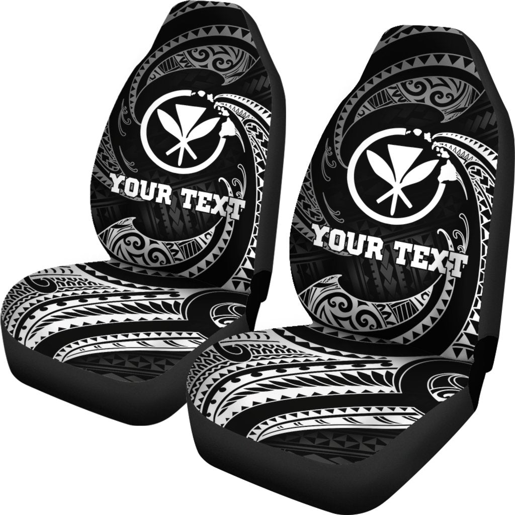 Hawaii Polynesian Custom Personalised Car Seat Covers - White Tribal Wave - Polynesian Pride