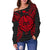 French Polynesia Polynesian Shoulder Sweater Map Red - Polynesian Pride