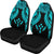 Kosrae Polynesian Car Seat Covers Pride Seal And Hibiscus Neon Blue - Polynesian Pride