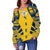 Niue Women's Off Shoulder Sweater - Polynesian Tattoo Flag - Polynesian Pride