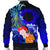 CNMI Custom Personalised Men's Bomber Jacket - Humpback Whale with Tropical Flowers (Blue) - Polynesian Pride