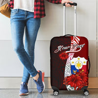 Philippines Polynesian Custom Personalised Luggage Covers - Coat Of Arm With Hibiscus - Polynesian Pride