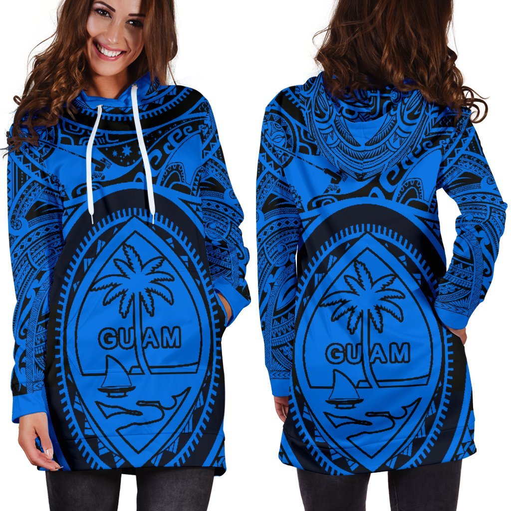 Polynesian Hoodie Dresses - Guam Flag, Seal with Maui Moana Tattoo - Polynesian Pride