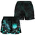 CNMI Polynesian Women's Shorts - Turtle With Blooming Hibiscus Turquoise - Polynesian Pride