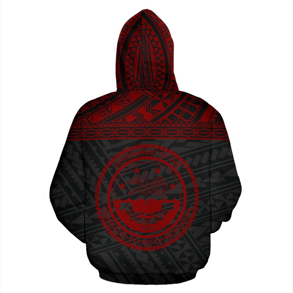 Federated States of Micronesia All Over Zip up Hoodie Red Style - Polynesian Pride