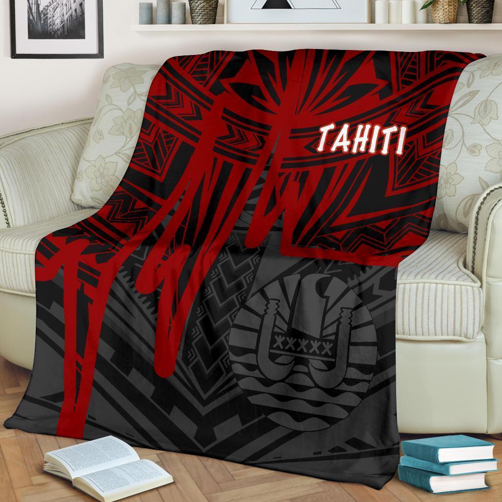 Tahiti Premium Blanket - Tahiti Seal In Heartbeat Patterns Style (Red) White - Polynesian Pride