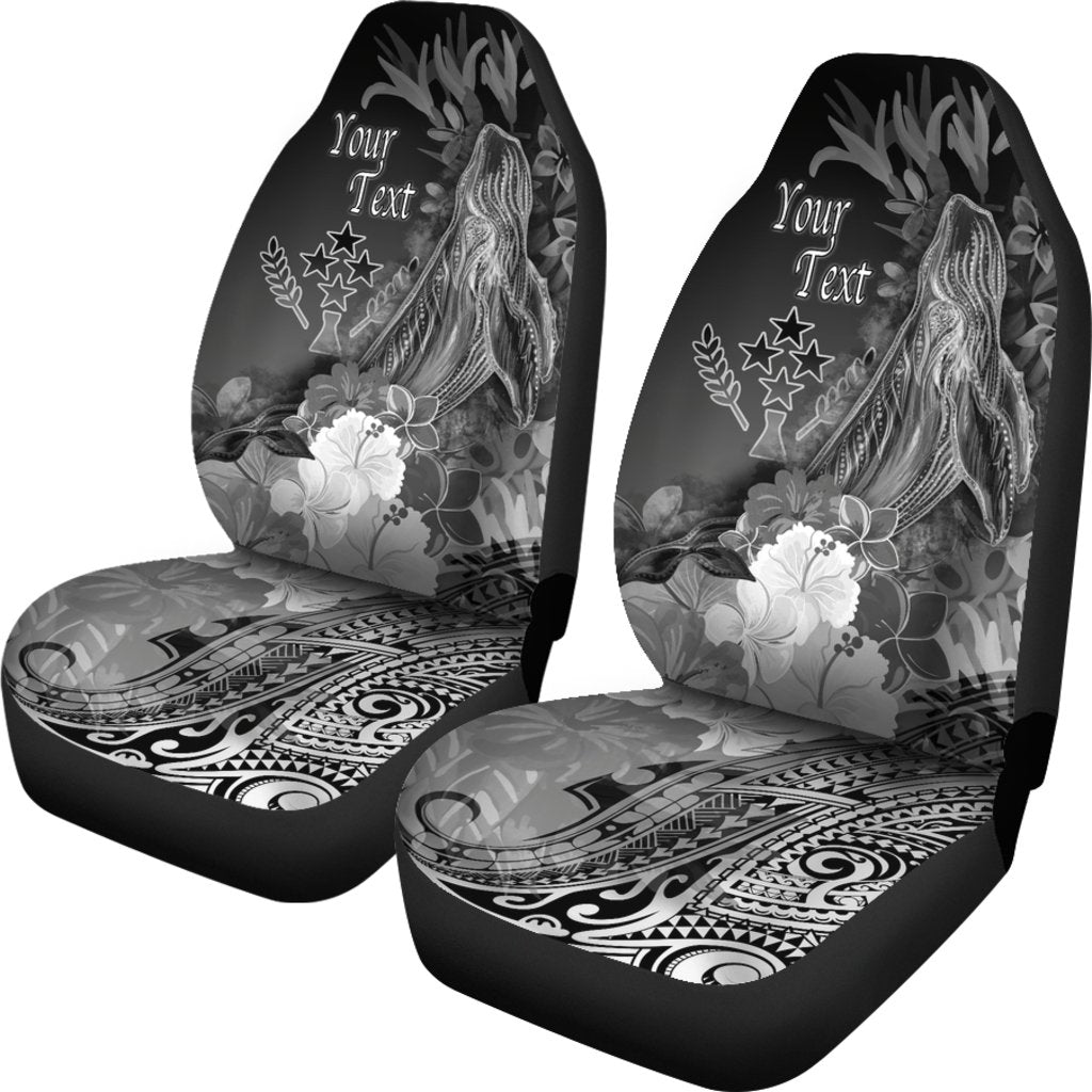 Kosrae Custom Personalised Car Seat Covers - Humpback Whale with Tropical Flowers (White) - Polynesian Pride