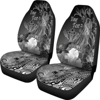 Kosrae Custom Personalised Car Seat Covers - Humpback Whale with Tropical Flowers (White) - Polynesian Pride