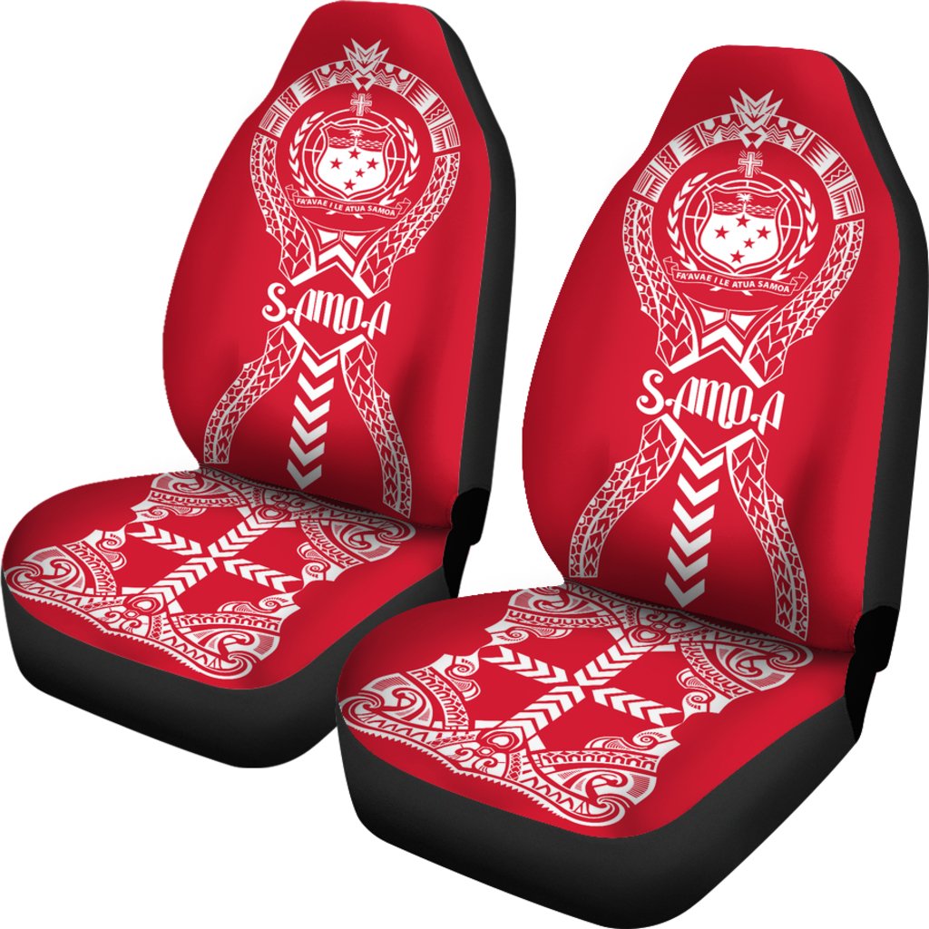 Samoa Car Seat Covers - Samoa Coat Of Arms Polynesian Tribal Red White - Polynesian Pride