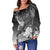 Kosrae Custom Personalised Women's Off Shoulder Sweaters - Humpback Whale with Tropical Flowers (White) - Polynesian Pride