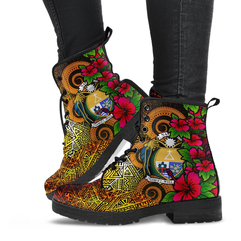 Nauru Polynesian Leather Boots - Hibiscus Vintage - Polynesian Pride
