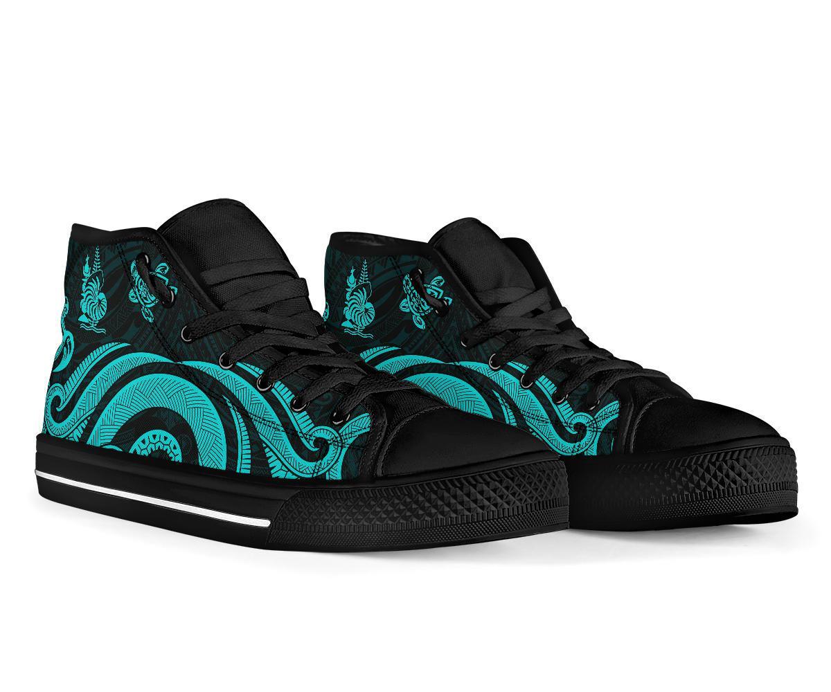 New Caledonia High Top Canvas Shoes - Turquoise Tentacle Turtle - Polynesian Pride
