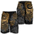 Tahiti Polynesian Men Shorts - Gold Turtle Hibiscus Flowing - Polynesian Pride