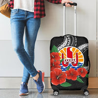 Tahiti Polynesian Luggage Covers - Hibiscus Coat of Arm Black - Polynesian Pride
