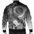 Chuuk Men's Bomber Jacket - Humpback Whale with Tropical Flowers (White) - Polynesian Pride