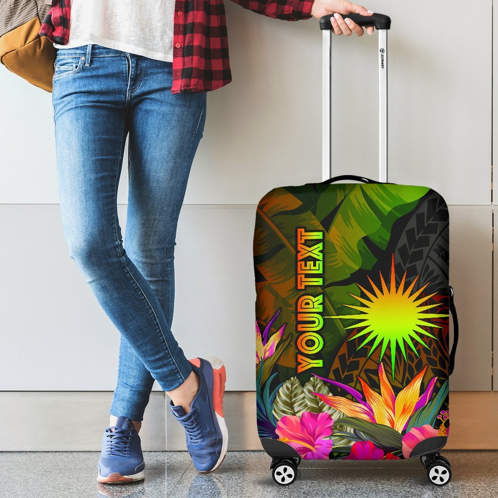 Marshall Islands Polynesian Personalised Luggage Covers - Hibiscus and Banana Leaves Reggae - Polynesian Pride