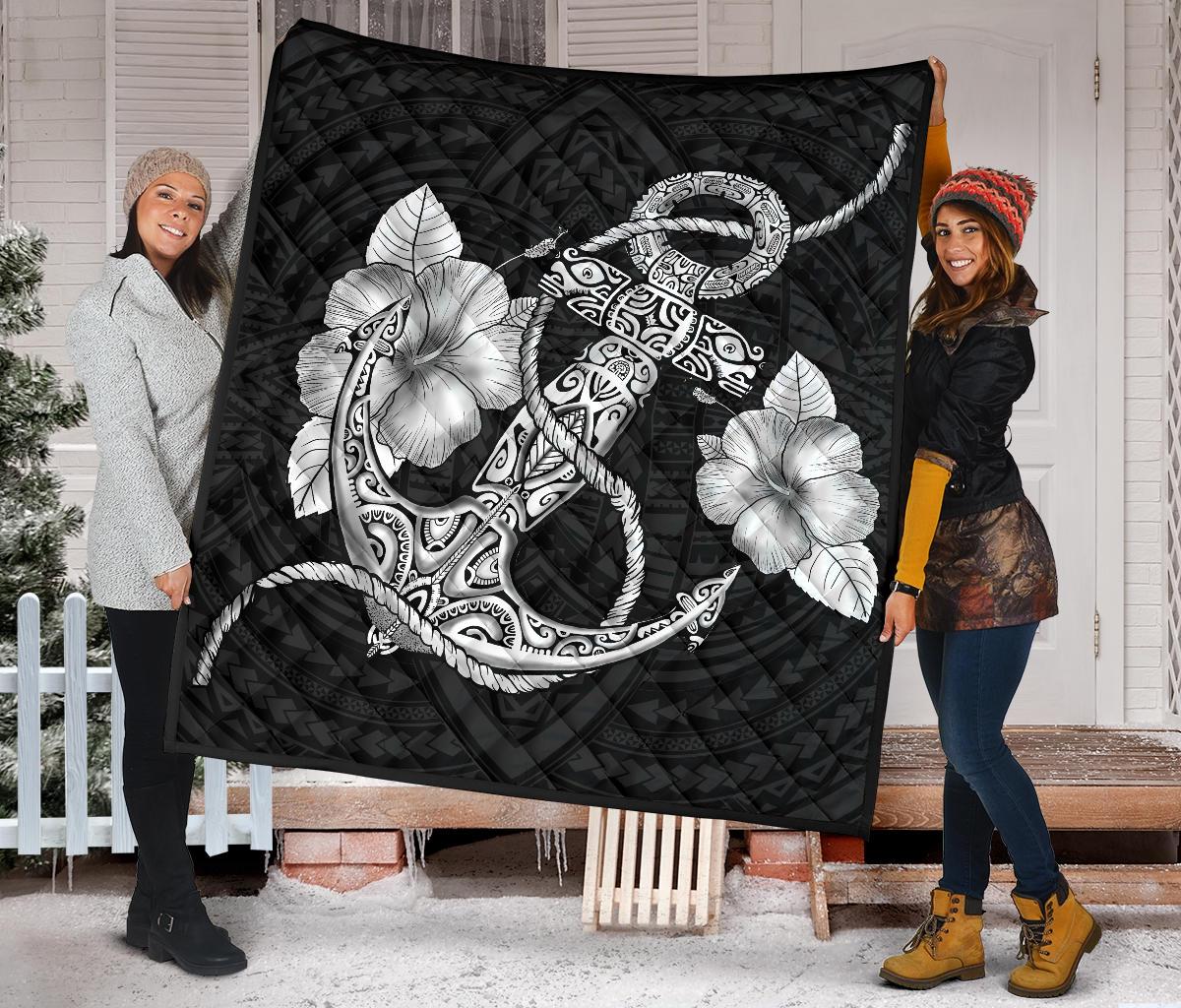 Anchor White Poly Tribal Premium Quilt - Polynesian Pride