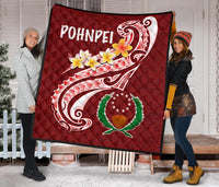 Pohnpei Premium Quilt - Pohnpei Seal Polynesian Patterns Plumeria - Polynesian Pride