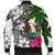 Vanuatu Custom Personalised Men's Bomber Jacket White - Turtle Plumeria Banana Leaf - Polynesian Pride