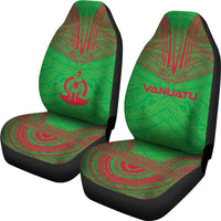 Vanuatu Car Seat Cover - Vanuatu Coat Of Arms Polynesian Chief Tattoo Green Version - Polynesian Pride