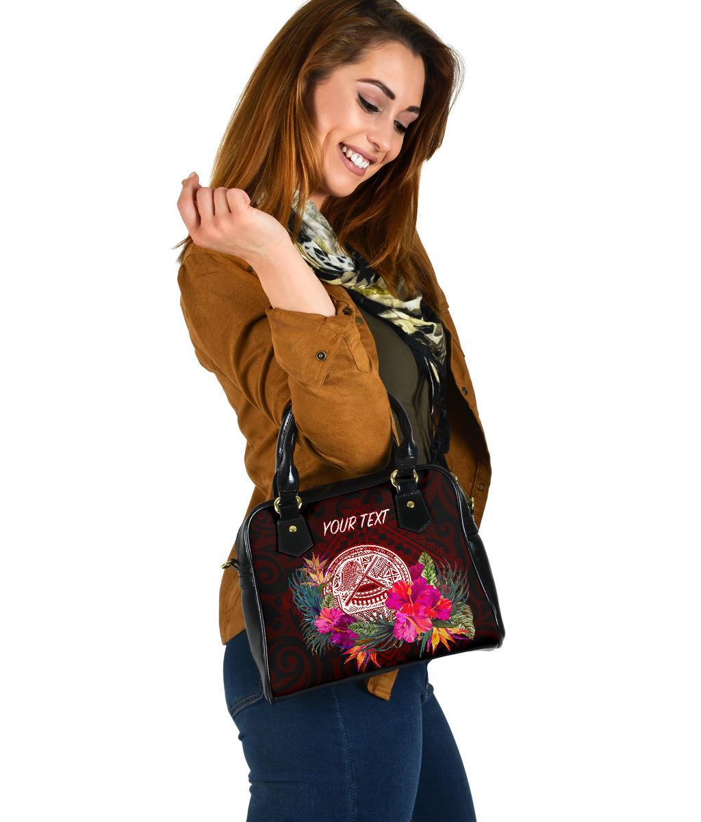 American Samoa Personalised Shoulder Handbag - Coat Of Arm With Polynesian Patterns - Polynesian Pride