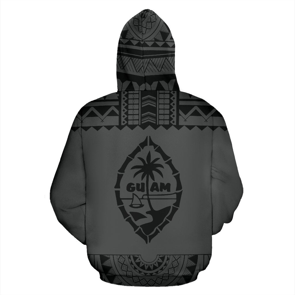 Guam All Over Hoodie Polynesian Grey and Black - Polynesian Pride
