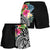 Kosrae Polynesian Women's Shorts - Summer Plumeria (Black) - Polynesian Pride