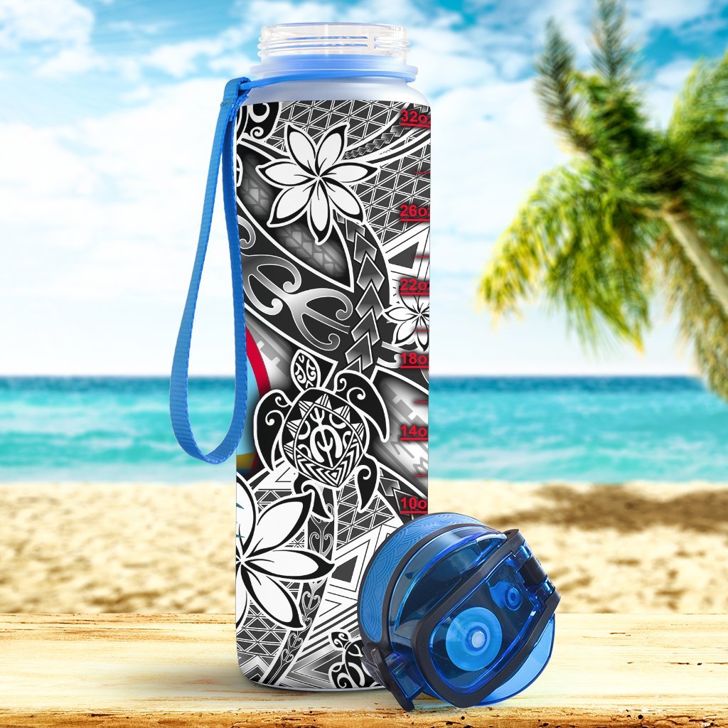 Guam Custom Personalised Hydro Tracking Bottle White - Turtle Plumeria Banana Leaf - Polynesian Pride
