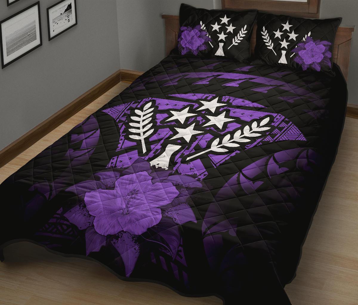 Kosrae Polynesian Quilt Bed Set Hibiscus Purple - Polynesian Pride