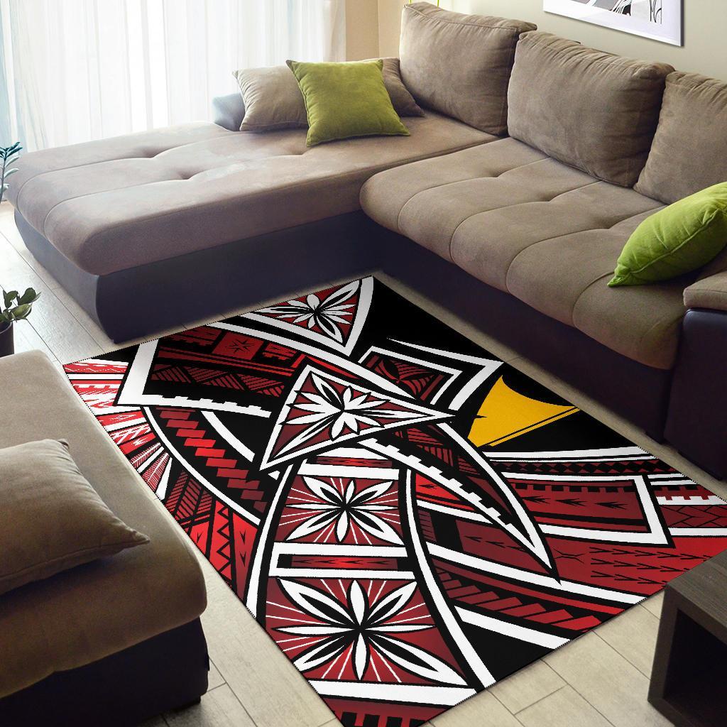 Tokelau Polynesian Area Rug - Tribal Flower Special Pattern Red Color - Polynesian Pride