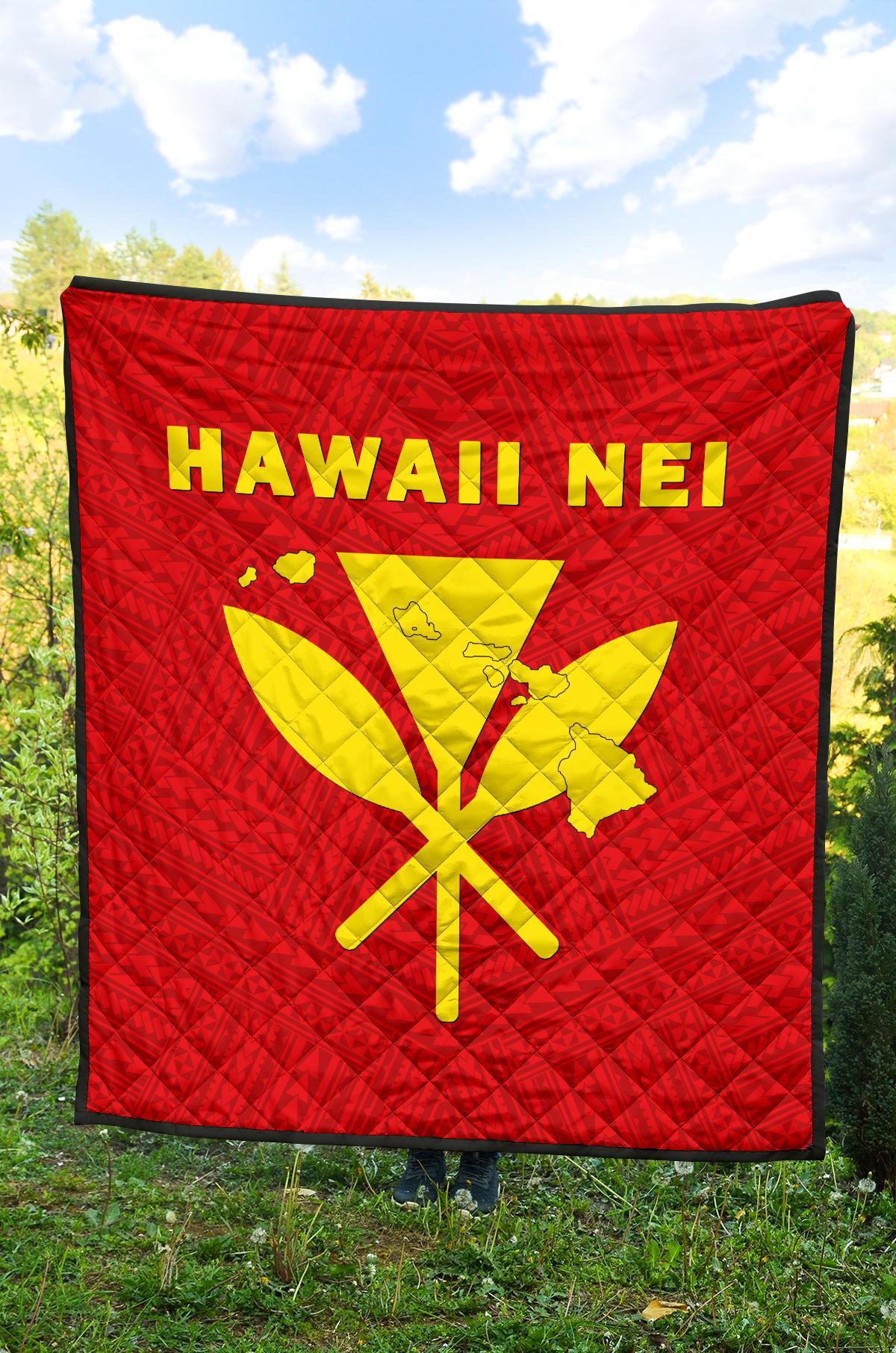 Hawaii Kanaka Polynesian Premium Quilt Red - Polynesian Pride