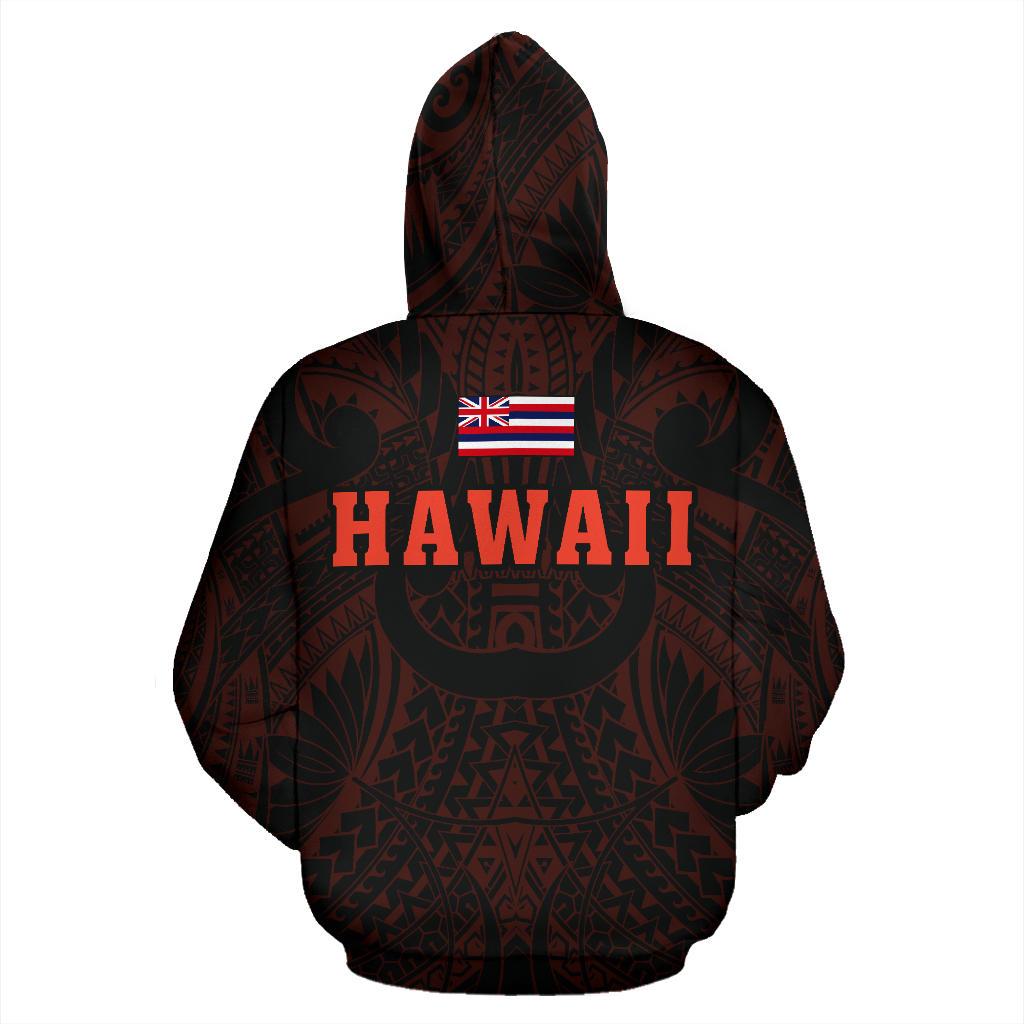 Polynesian Kamapuaa Flag of Hawaii Zip Hoodie Orange Hawaiian Mythology Style - Polynesian Pride