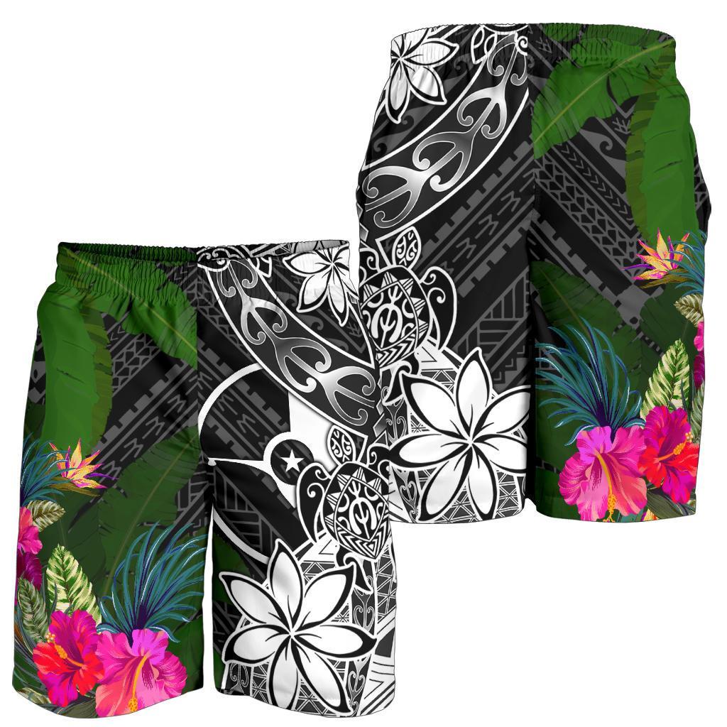 Yap Men Shorts - Turtle Plumeria Banana Leaf - Polynesian Pride