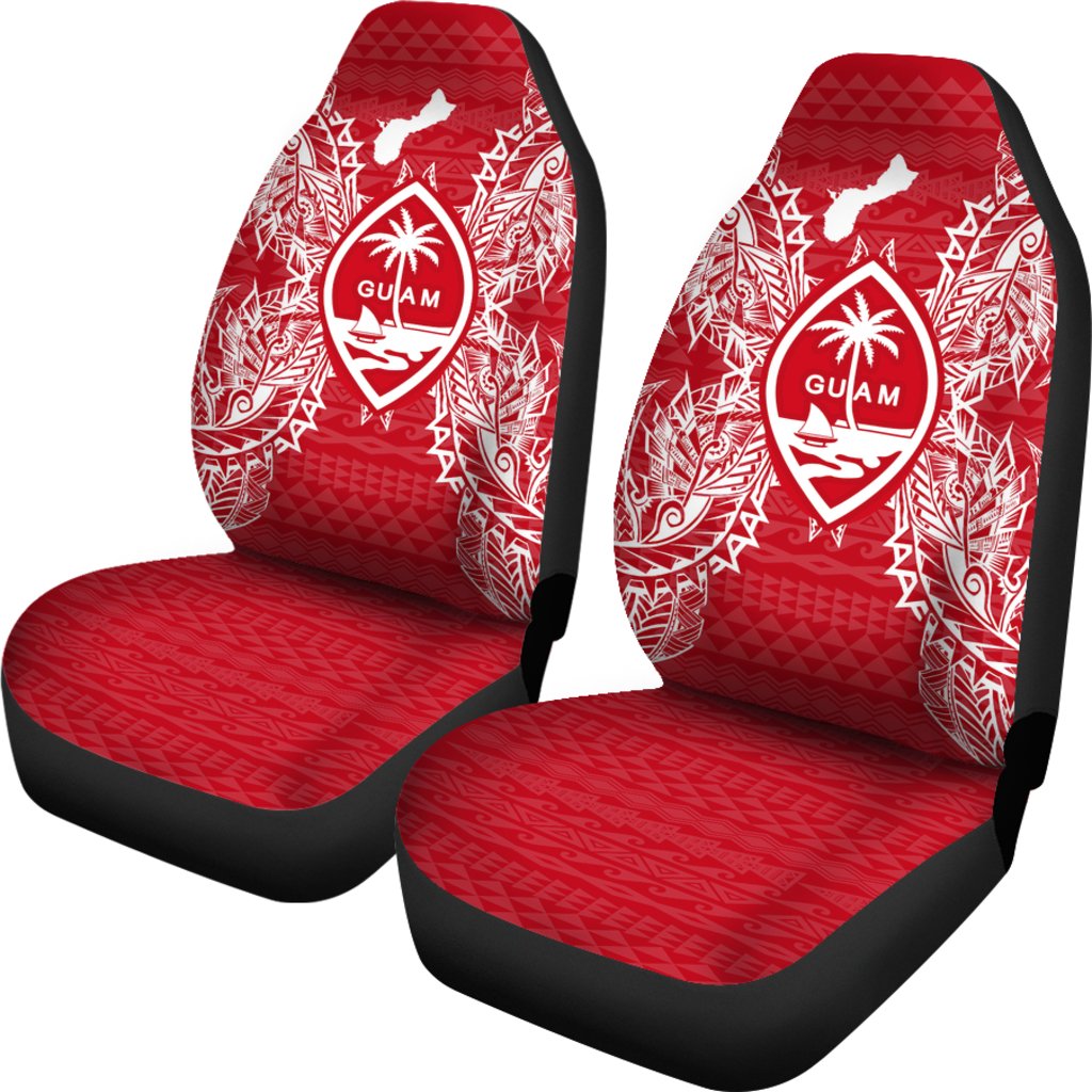 Guam Car Seat Cover - Guam Coat Of Arms Map Red White - Polynesian Pride