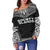 Society Islands Polynesian Chief Women's Off Shoulder Sweater - Black Version - Polynesian Pride