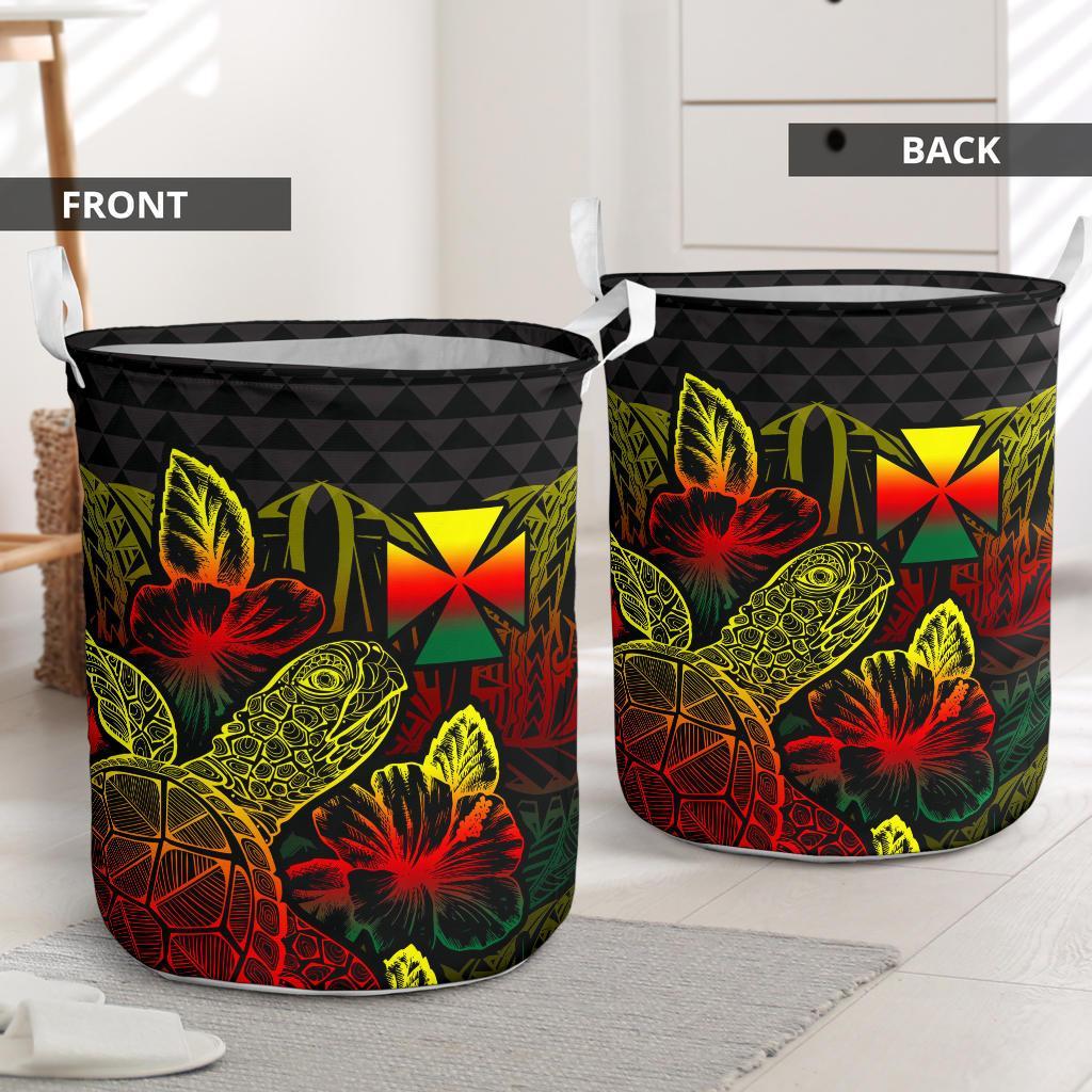 Wallis And Futuna Laundry Basket - Polynesian Turtle Hibiscus Reggae - Polynesian Pride