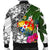 Tonga Custom Personalised Men's Bomber Jacket White - Turtle Plumeria Banana Leaf - Polynesian Pride