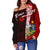 Solomon Islands Polynesian Custom Personalised Women's Off Shoulder Sweater - Coat Of Arm With Hibiscus - Polynesian Pride