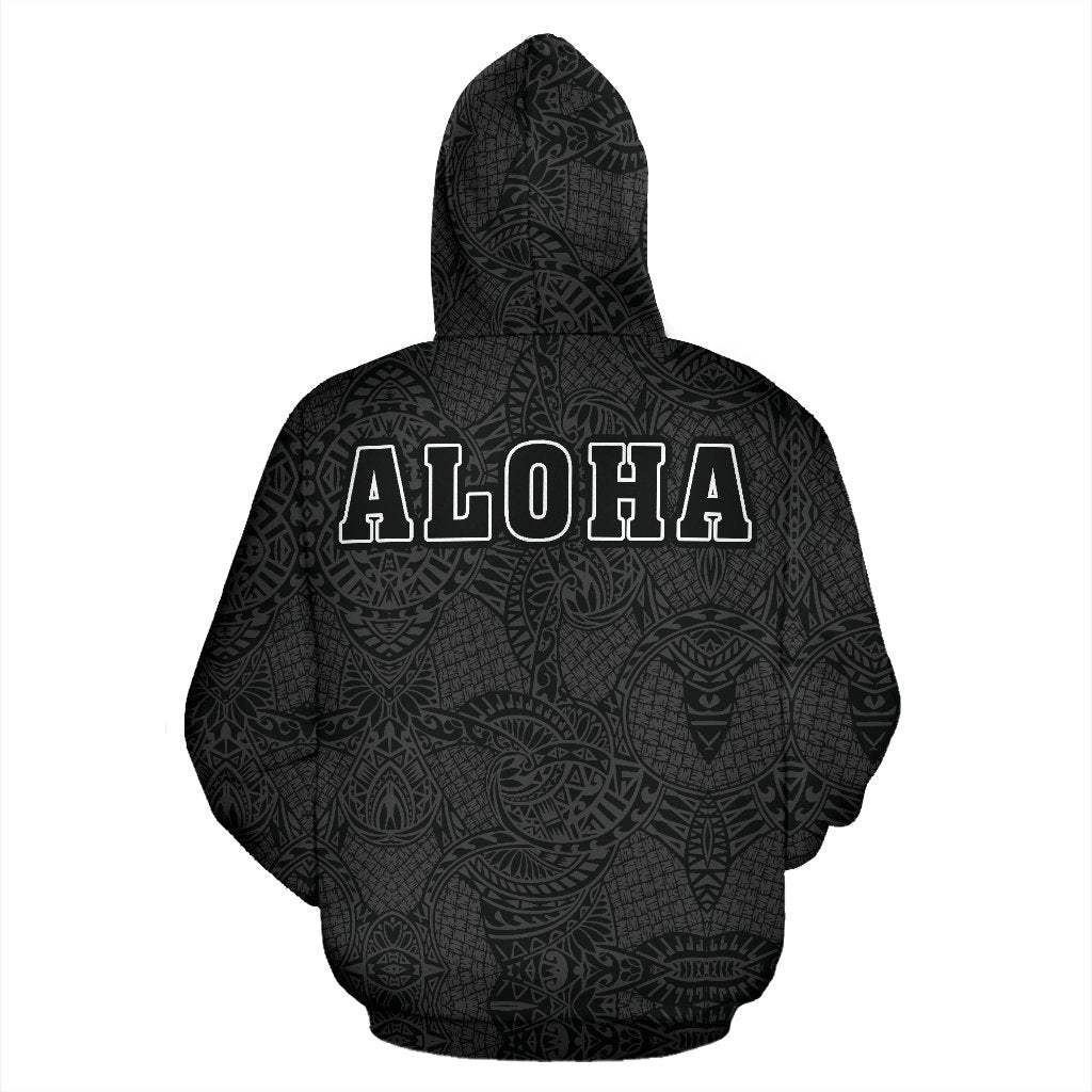 Hibiscus Polynesian Gray Hawaii Turtle Hoodie - Polynesian Pride