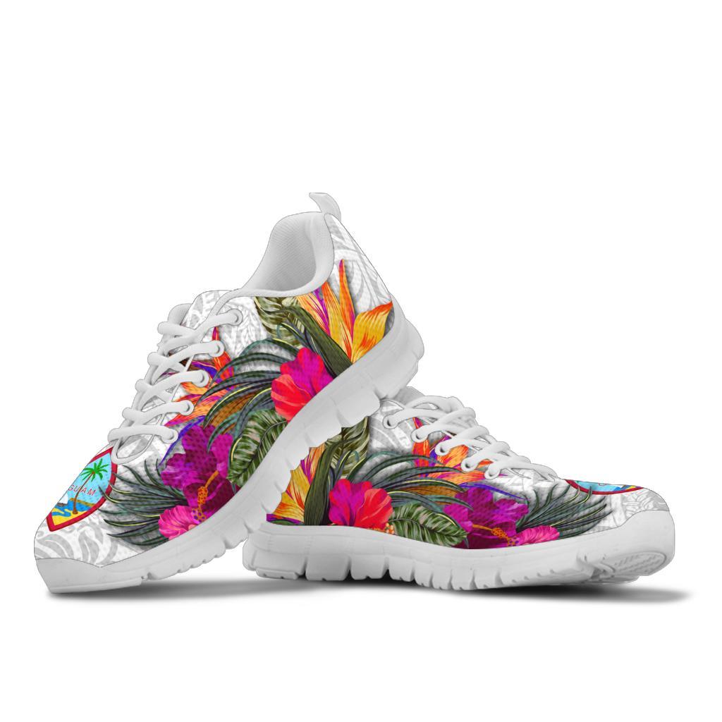 Guam Sneakers Polynesian Hibiscus White Pattern - Polynesian Pride