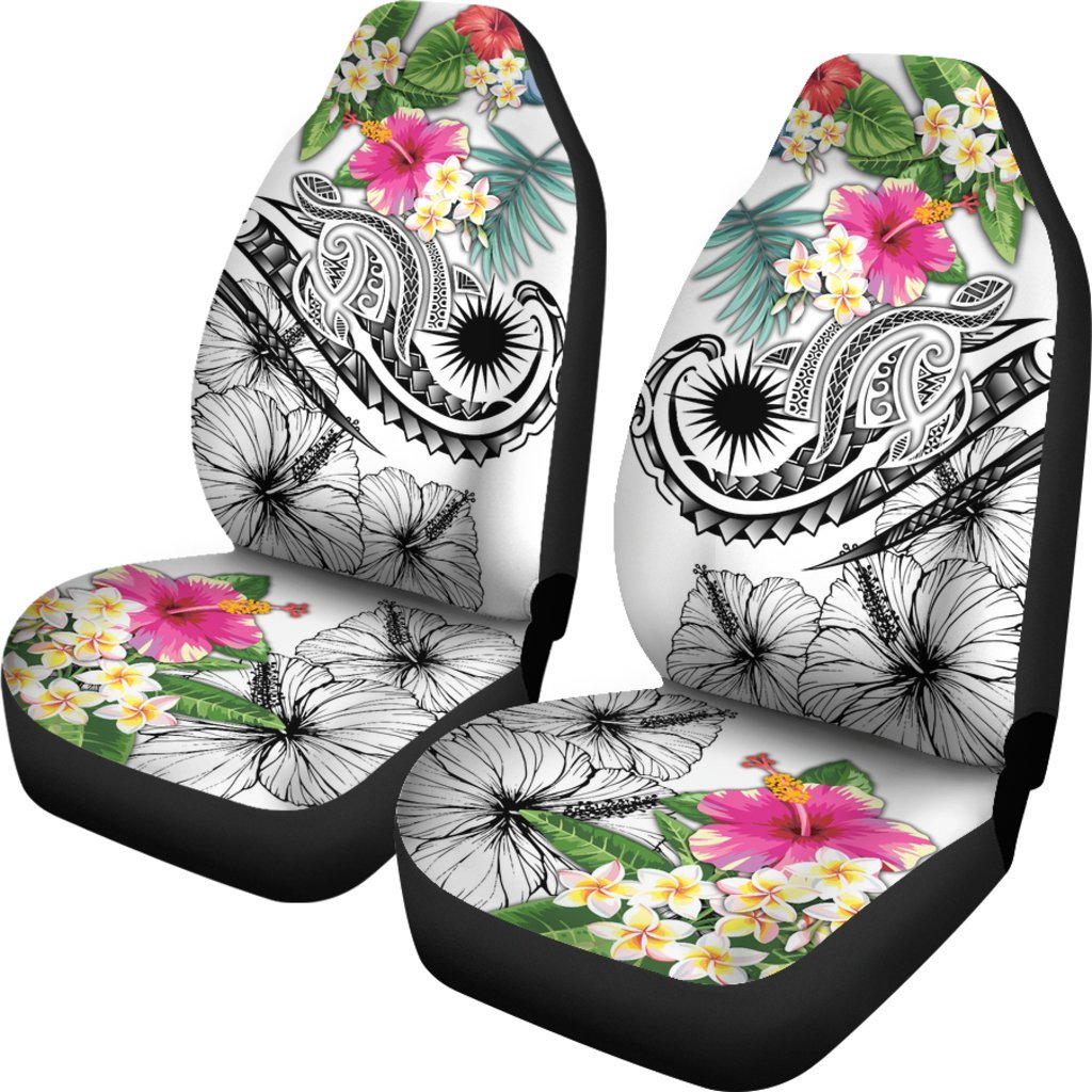 Marshall Islands Polynesian Car Seat Cover - Summer Plumeria (White) - Polynesian Pride