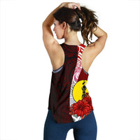 New Caledonia Polynesian Women's Racerback Tank - Coat Of Arm With Hibiscus - Polynesian Pride