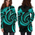 New Zealand Maori Mangopare Women Hoodie Dress Polynesian - Turquoise - Polynesian Pride