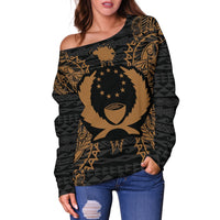 Pohnpei Polynesian Shoulder Sweater Map Gold - Polynesian Pride