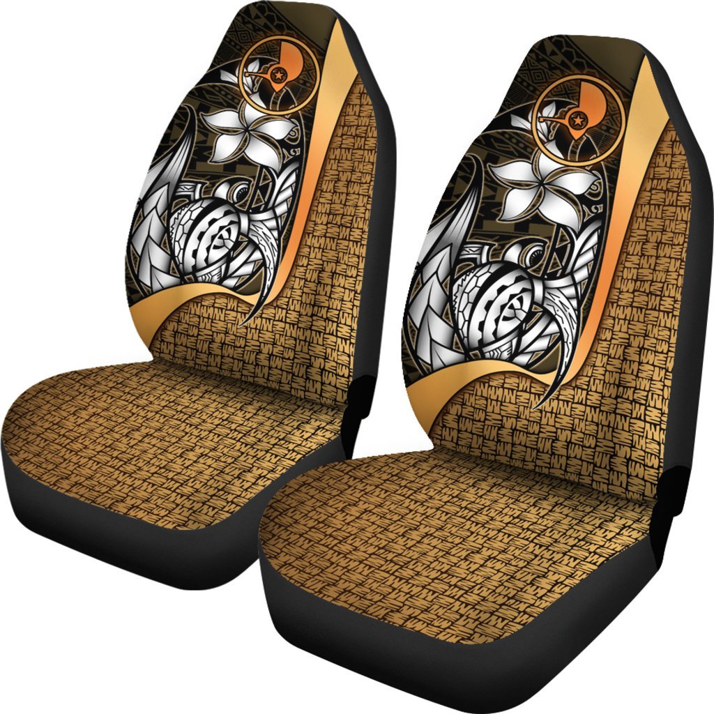 Yap Micronesian Car Seat Covers Gold - Turtle With Hook - Polynesian Pride