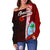 Guam Polynesian Women's Off Shoulder Sweater - Coat Of Arm With Hibiscus - Polynesian Pride