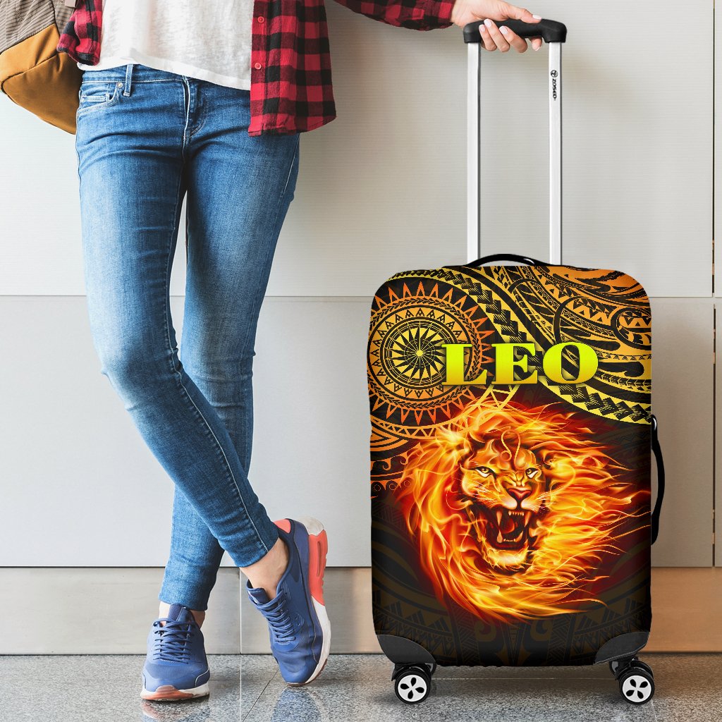 Sun In Leo Zodiac Luggage Covers Polynesian Tattoo Unique Vibes - Polynesian Pride