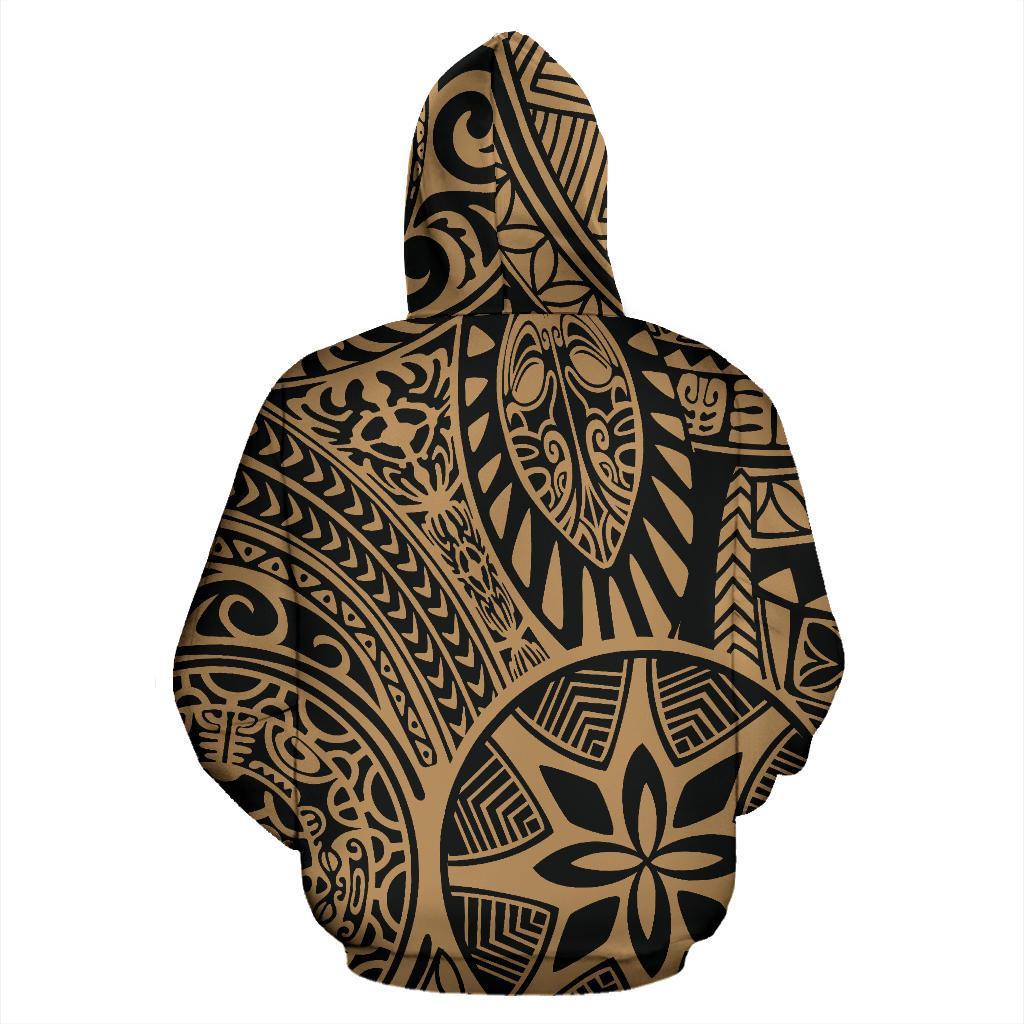 Hawaii Hoodie Polynesian Hawaiian Style Tribal Tattoo Gold Pullover - Polynesian Pride